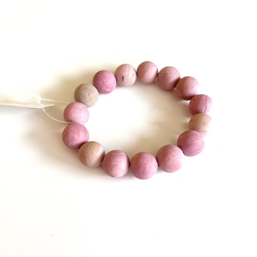 BOHO Mauve Natural Marble Stone Ball Stretchy Bracelet for Layering Stacking NWT